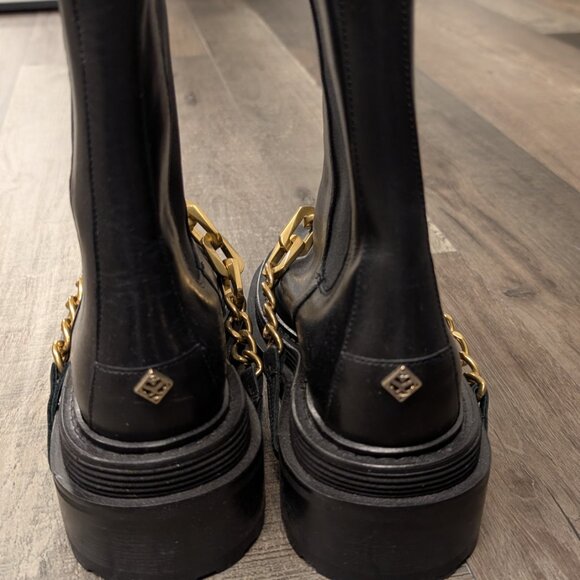 Sandro Chunky booties with gold chain size 37 - Picture 3 of 3